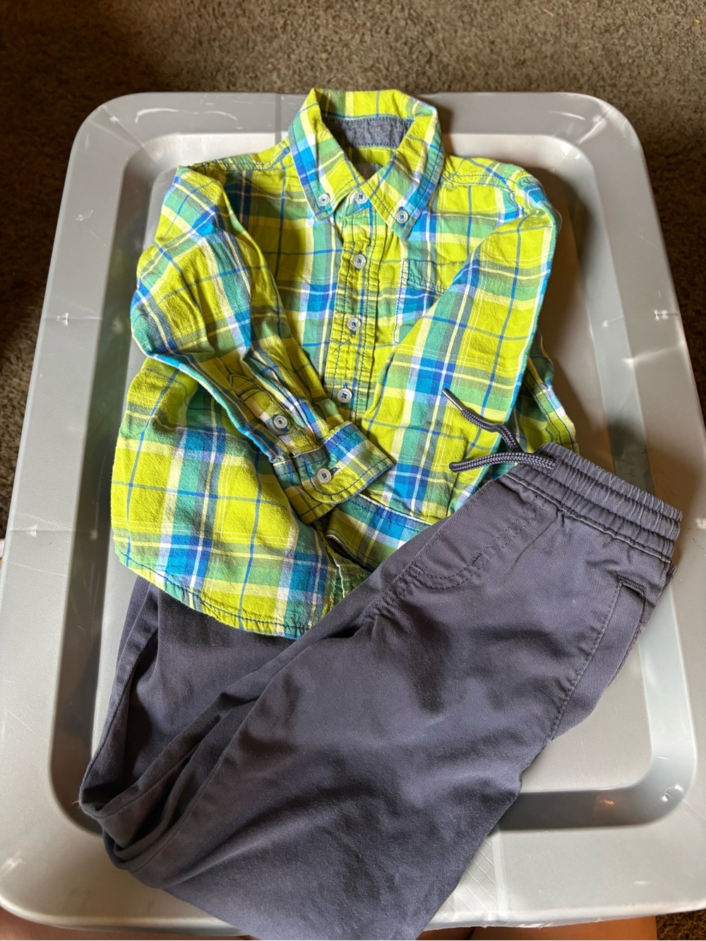 Boys Plaid Button-Down Shirt - Yellow & Blue